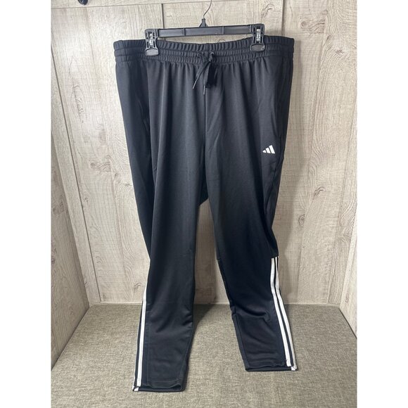 Adidas Womens 2XL Black Multi Sport Athletic Pants White Stripes Zip Ankles XXL - Picture 1 of 9